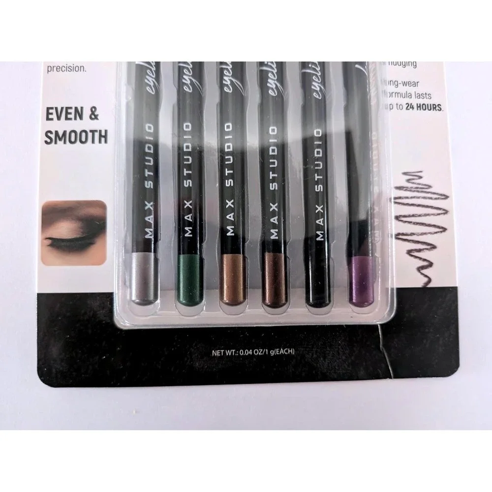 Max Studio 6 Pro Pencil Eyeliners Gift Set Multi-Color Long Wear Eye Makeup New